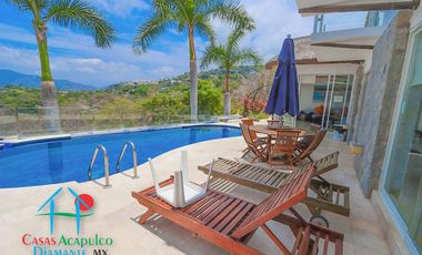 Casa en renta vacacional para 16 personas con alberca, vista al mar