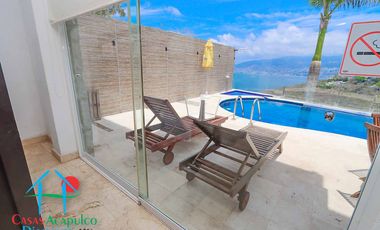 Casa en renta vacacional para 16 personas con alberca, vista al mar