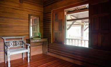 Unique Thai style, Beach front 2-bedroom house with island view for rent in Khaothong, Krabi