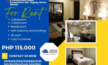 For Rent: Fully Furnished 2-Bedroom Unit with Balcony boasting stunning city views in Eight Forbes BGC