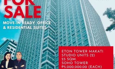 Office or Residential Studio Units For Sale at Eton Tower Makati Dela Rosa Street in Salcedo Village