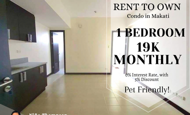 19K Monthly RENT TO OWN For 1-BEDROOM 26sqm Higher Floor available Pet Friendly Condo in Makati