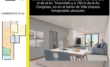 4 Ambientes con 170m² totales, 97 m² cubiertos mas balcón y terraza propia de 67m². Frente Cochera Bonificada! Corazón de Villa Urquiza