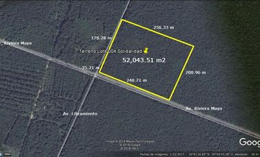 Terreno en venta en Playa del Carmen de 5.2 hectareas