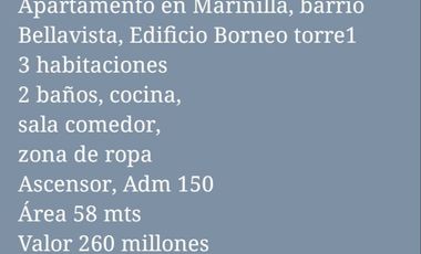 Vendo Apartamento Ed. Borrneo en Colombia, Marinilla, Antioquia.