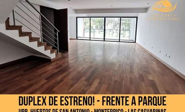 Surco venta Duplex de Estreno! con 2 Balcones Frente a Parque 4 Dormit Calle Cerrada