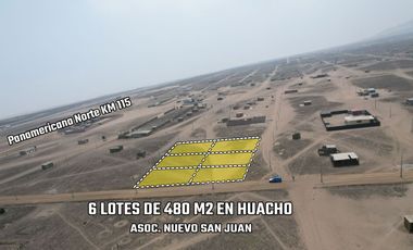 VENTA DE  6 LOTES DE 480 M2 EN HUACHO