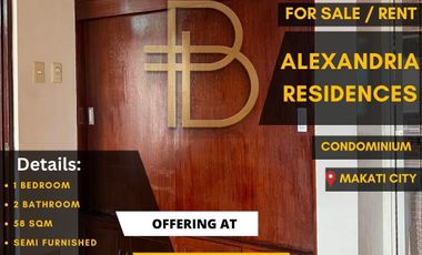 1 Bedroom Unit For Rent / For Sale At Alexandria Residences