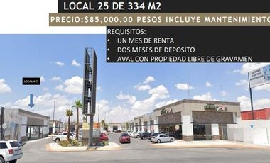 SE RENTAN LOCALES EN PLAZA COMERCIAL 308 POR AVE. DE LA RAZA