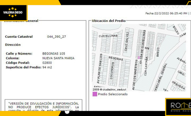 Venta de Casa En Begonias, Nuevo Camino A Santa Maria, Azcapotzalco, CDMX