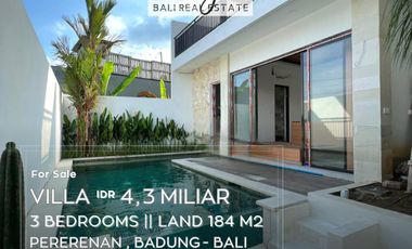 Dijual Brand New 3 Bedrooms Villa Semi furnished di Pererenan Bali