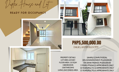 MODERN DUPLEX HOUSE AND LOT IN DALIG, ANTIPOLO CITY NEAR SM CHERRY AND GEMS HOTEL