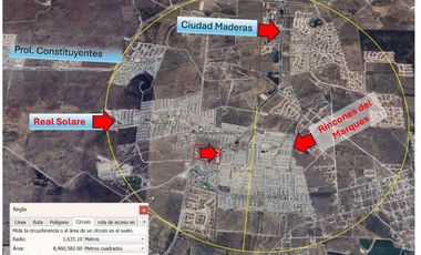 Rento Terreno Comercial sobre Avenida Principal En Ciudad Maderas Querétaro, Mcpio de El Marques con 65 metros de frente