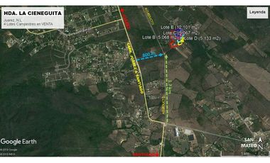 VENTA 4 Lotes Campestres en La CIENEGUITA a 800 m Carr. Juarez-Santiago, Tranqui