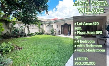 FOR SALE  ALTA VISTA VILLAGE HOUE AND LOT