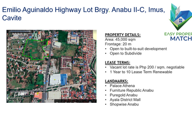 Emilio Aguinaldo Lot for Rent Lease Anabu Imus Cavite