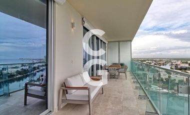 Departamento en Renta en Cancún en SLS Harbour Beach con vista al mar