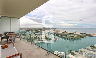 Departamento en Renta en Cancún en SLS Harbour Beach con vista al mar