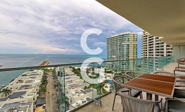 Departamento en Renta en Cancún en SLS Harbour Beach con vista al mar