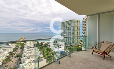 Departamento en Renta en Cancún en SLS Harbour Beach con vista al mar