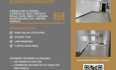 25 sq.m condominium for sale (urban deca homes – cupang, muntinlupa)