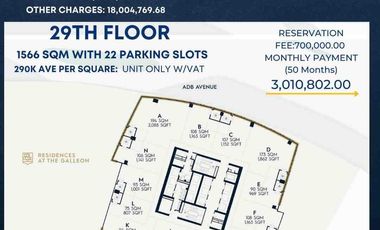 For Sale: 2 Whole Floor Office (22 Parking Slots) 1,556 sqm Offices at the Galleon, Ortigas Bus. Dist.