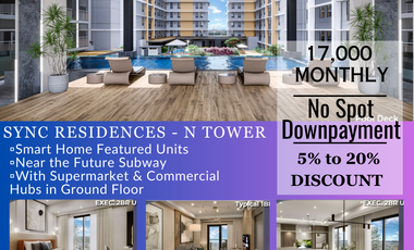 Pre-Selling Smart Home Feature Studio Condondominium For Sale in Sync Residences N Tower near BGC and Ortigas CBD