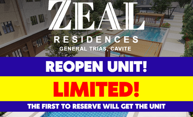 REOPEN UNIT! SMDC Zeal Residences Condo General Trias Cavite 1 Bedroom Condo across Robinsons General Trias