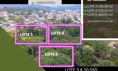 SE VENDEN TRES LOTES DE TERRENO EN TENA NAPO ECUADOR