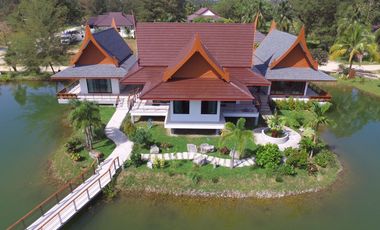 Thai-styled two-bedroom villa on a private lake for sale and rent in Khaolak, Phangnga