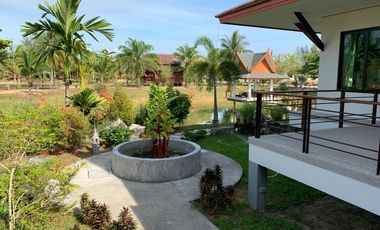 Thai-styled two-bedroom villa on a private lake for sale and rent in Khaolak, Phangnga