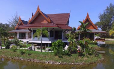 Thai-styled two-bedroom villa on a private lake for sale and rent in Khaolak, Phangnga