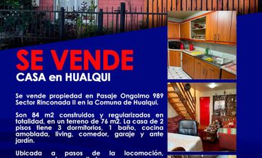 Vendo casa en Rinconada, Hualqui.