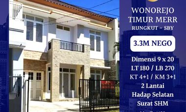 Dijual Rumah 2 Lantai Wonorejo Timur Merr Surabaya 3.3M Nego Hadap Selatan