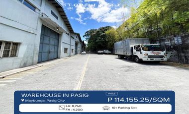 114k/sqm Industrial Warehouse for Sale in Maybunga, Pasig City Income Generated
