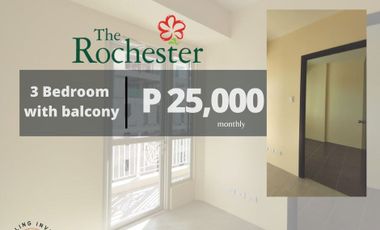 Turnover Next Year 3-BR 58 sqm with balcony in Rochester Garden P25,000/month