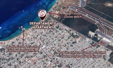Penthouse frente al mar, alberca común, cine, pre-construcción, Malecón, Cozumel