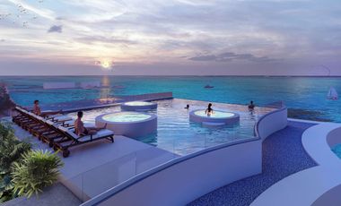 Penthouse frente al mar, alberca común, cine, pre-construcción, Malecón, Cozumel